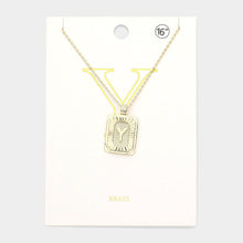 Load image into Gallery viewer, Letter Y Brass Metal Rectangle Monogram Pendant Necklace
