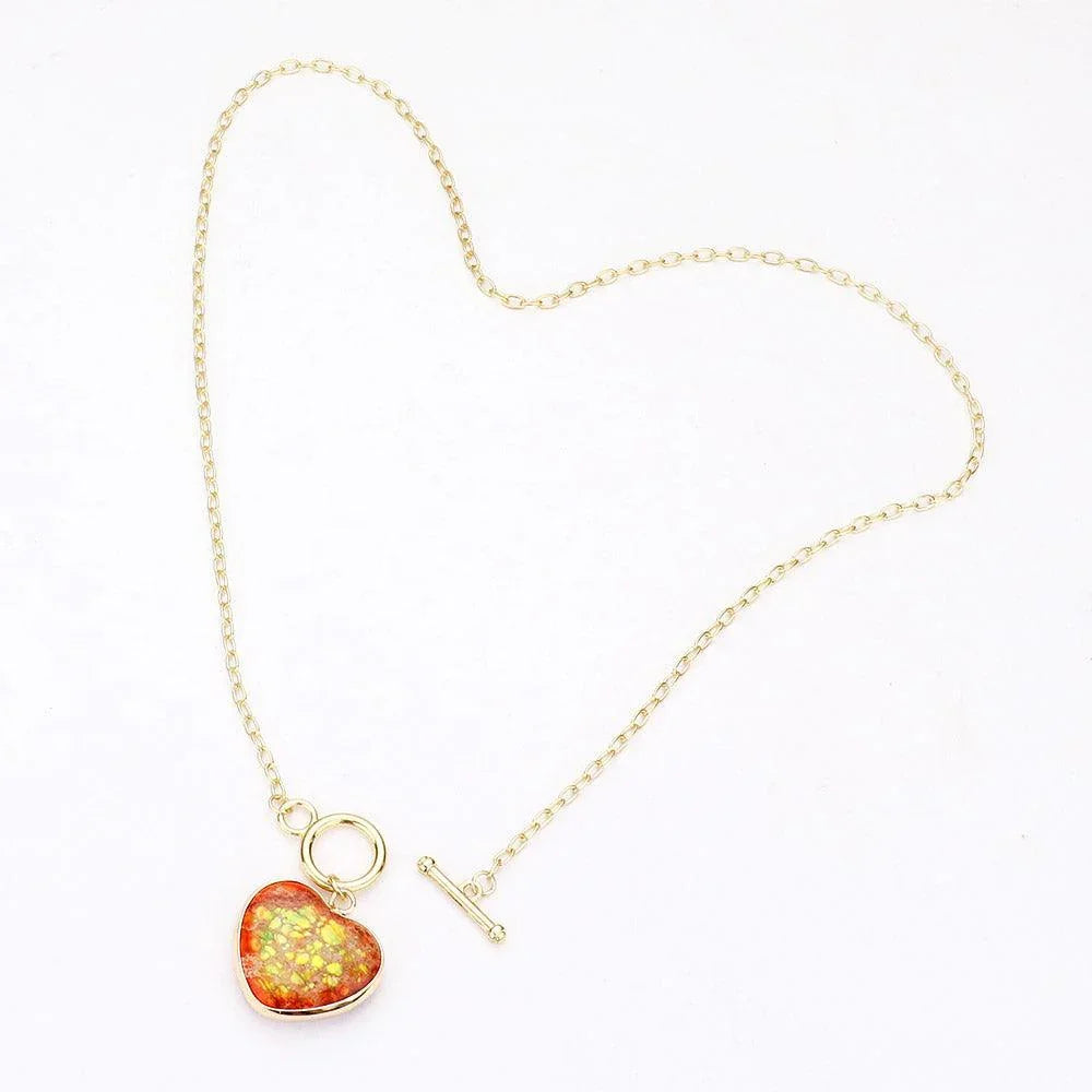 Yellow Semi Precious Heart Pendant Toggle Necklace - Jewelry Store by Erik Rayo