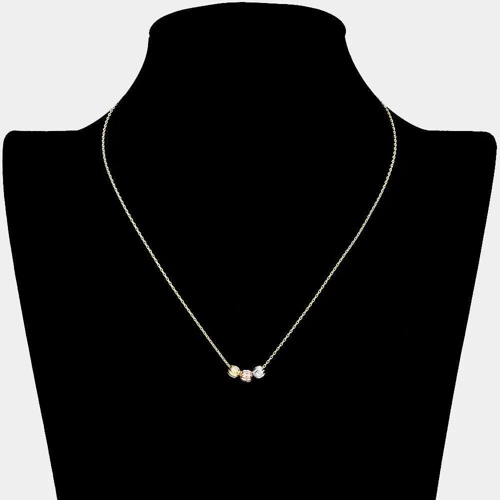 Three Tone Brass Metal Triple Ball Pendant Necklace - Jewelry Store by Erik Rayo