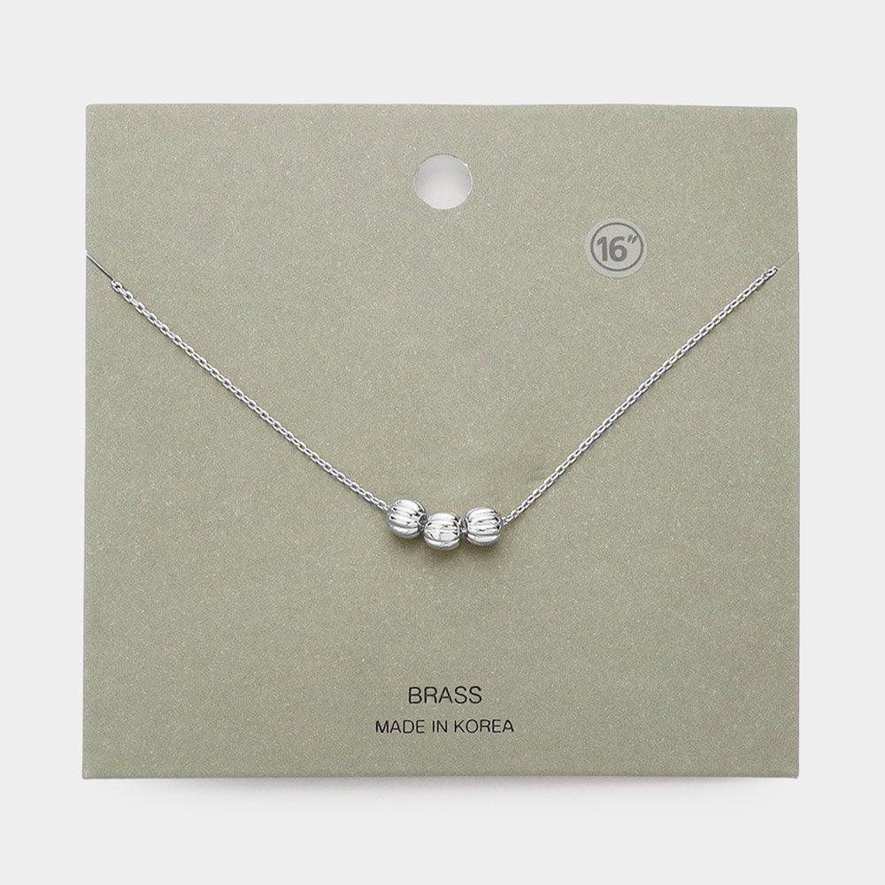 Brass Metal Triple Ball Pendant Necklace - Jewelry Store by Erik Rayo