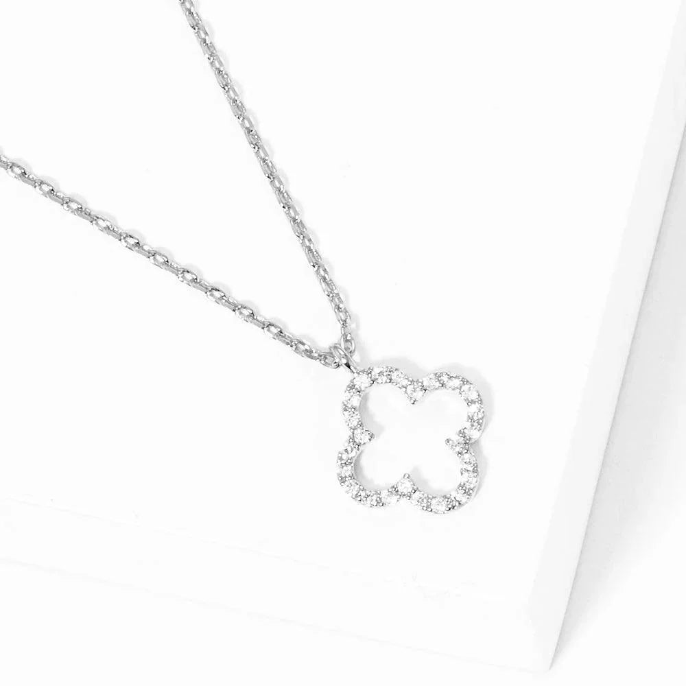 Gold White Gold Dipped CZ Quatrefoil Pendant Necklace - Jewelry Store by Erik Rayo