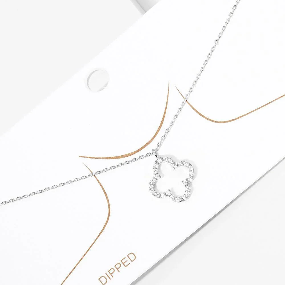 Gold White Gold Dipped CZ Quatrefoil Pendant Necklace - Jewelry Store by Erik Rayo