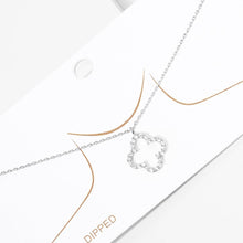 Load image into Gallery viewer, Gold White Gold Dipped CZ Quatrefoil Pendant Necklace
