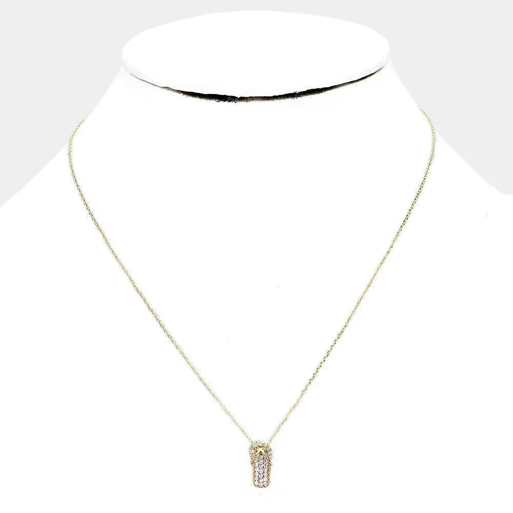 Gold Gold Dipped CZ Flip Flop Pendant Necklace - Jewelry Store by Erik Rayo