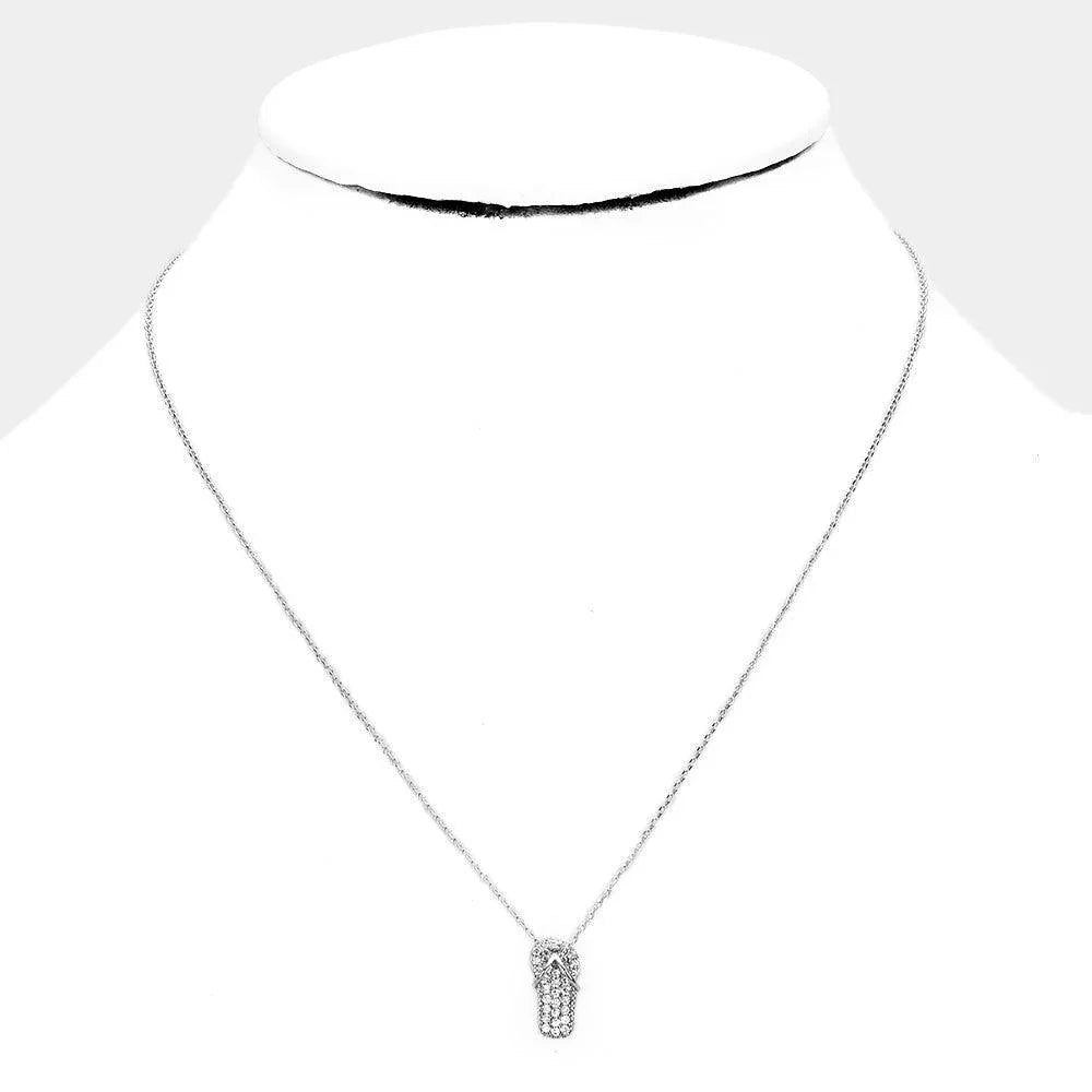 Gold White Gold Dipped CZ Flip Flop Pendant Necklace - Jewelry Store by Erik Rayo