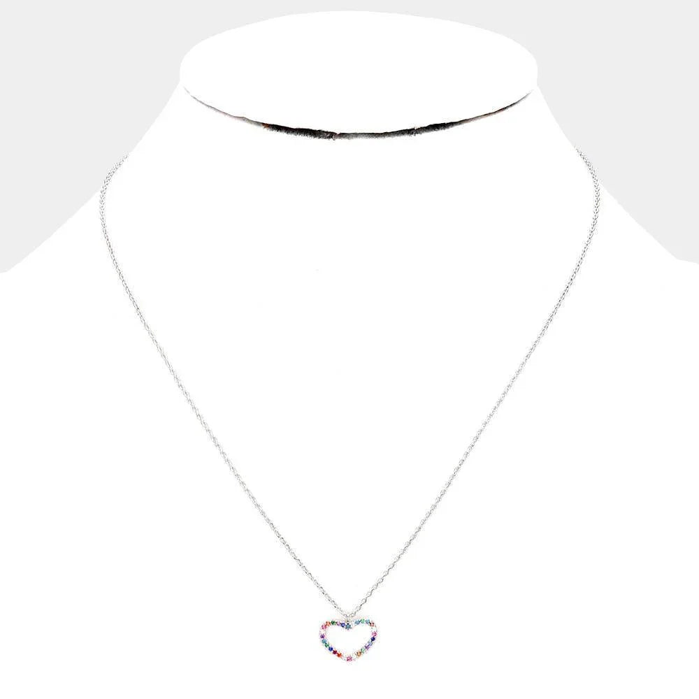 White Gold Dipped CZ Heart Pendant Necklace - Jewelry Store by Erik Rayo
