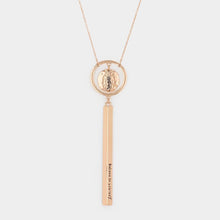 Load image into Gallery viewer, Rose Gold Believe in yourself Message Bar Leaf Pendant Necklace
