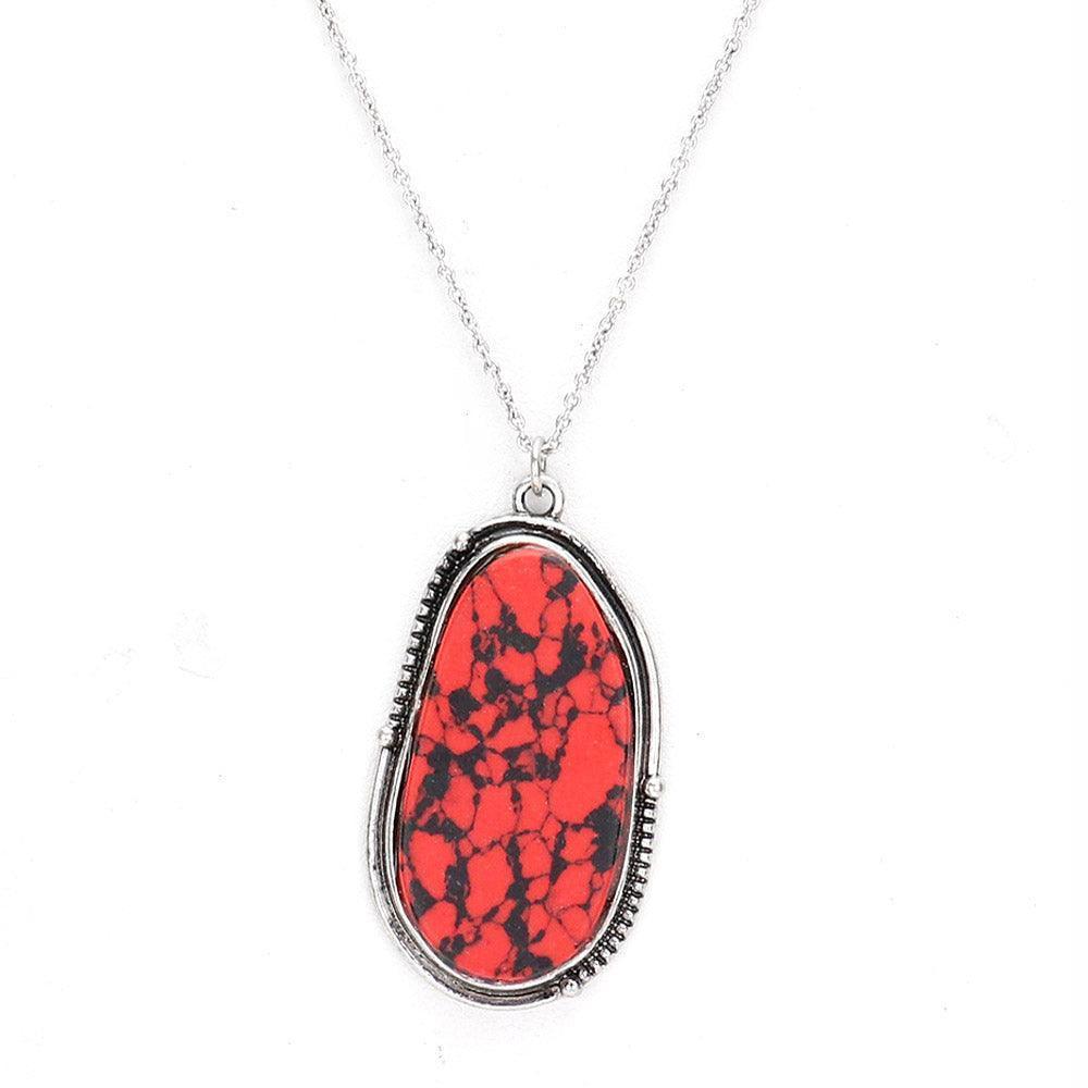 Red Abstract Natural Stone Pendant Necklace - Jewelry Store by Erik Rayo