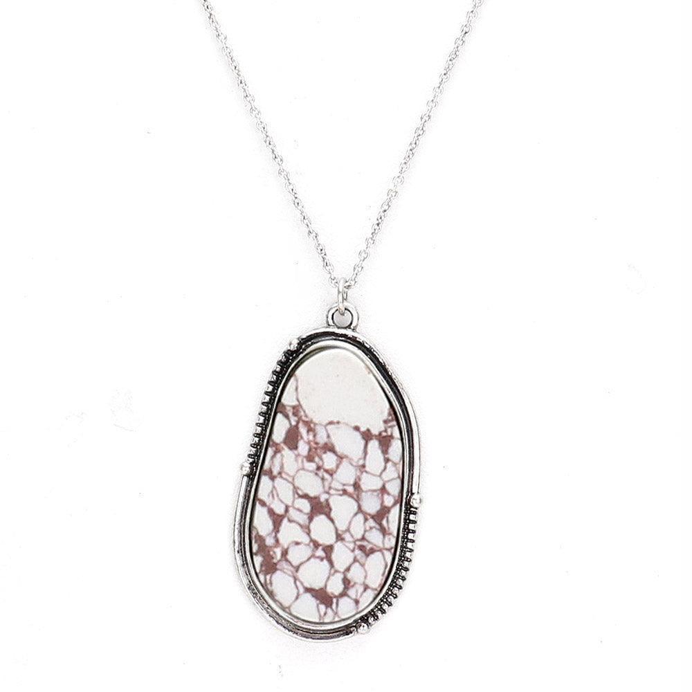 White Abstract Natural Stone Pendant Necklace - Jewelry Store by Erik Rayo
