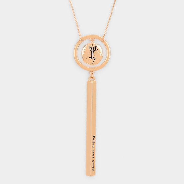 Rose Gold Follow your arrow _ Patterned Arrow Necklace - Jewelry Store by Erik Rayo