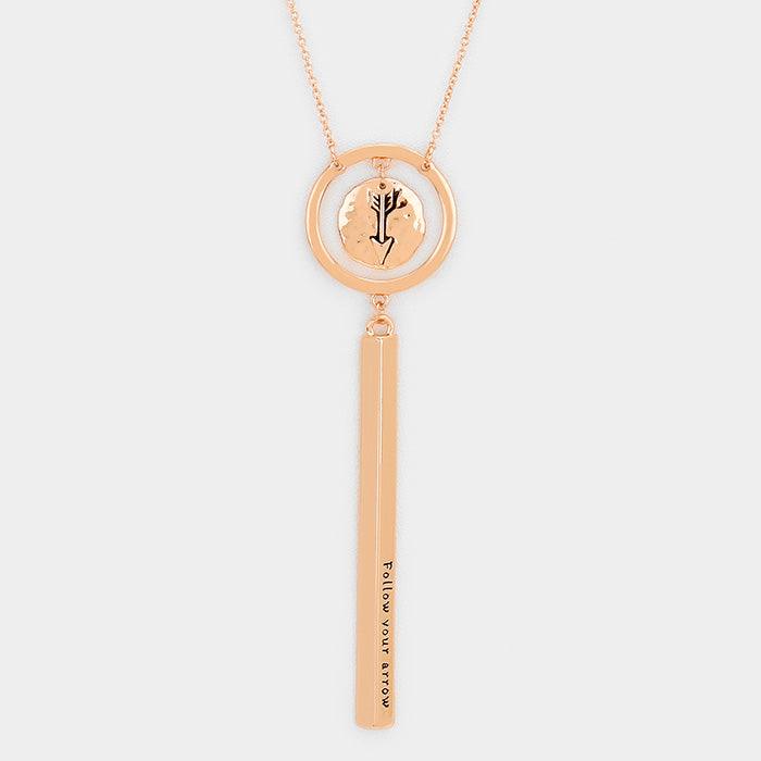 Rose Gold Follow your arrow _ Patterned Arrow Necklace