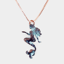 Load image into Gallery viewer, Embossed Metal Mermaid Pendant Necklace
