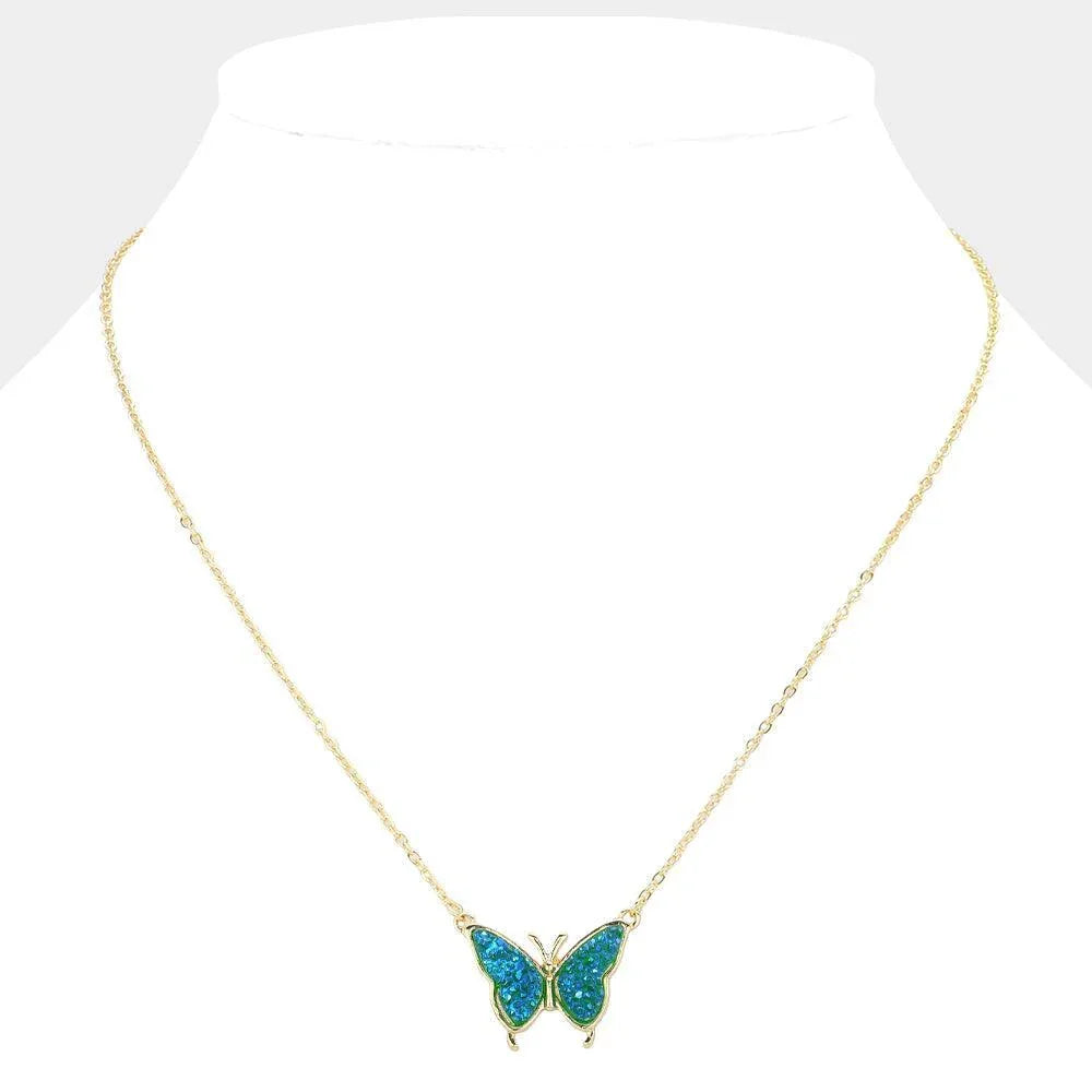 Butterfly Druzy Pendant Necklace - Jewelry Store by Erik Rayo