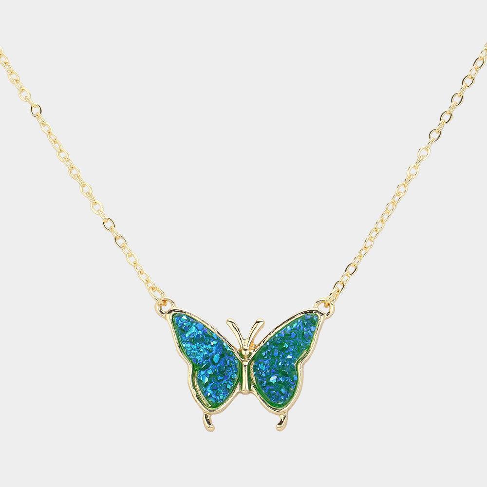 Butterfly Druzy Pendant Necklace - Jewelry Store by Erik Rayo