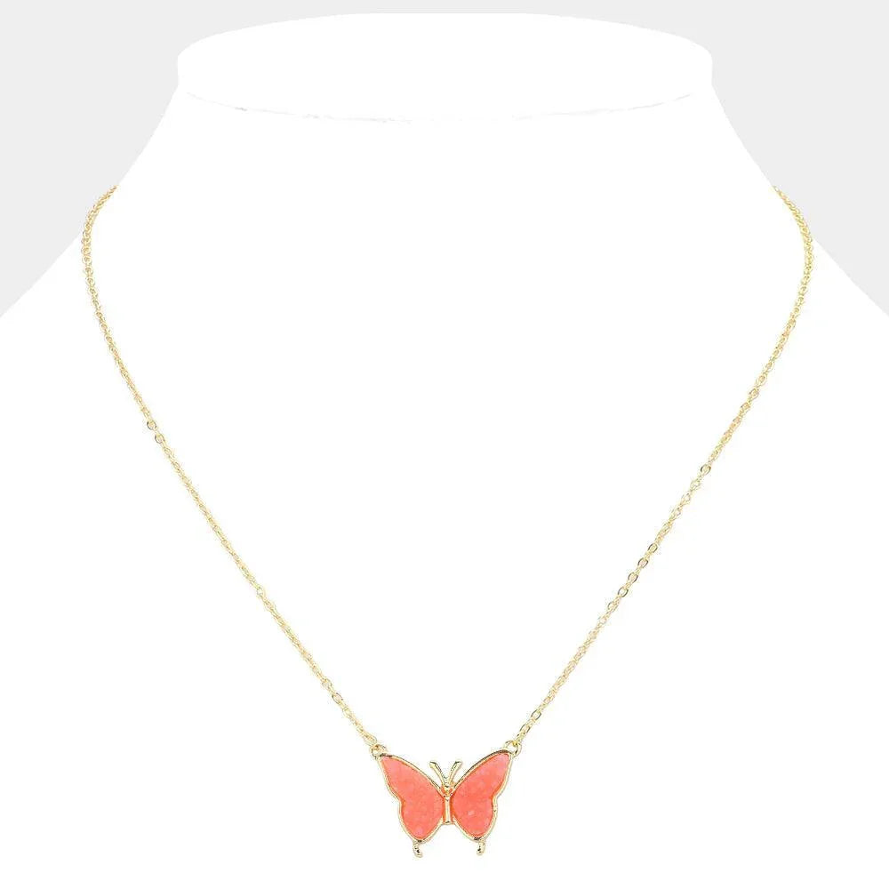 Butterfly Druzy Pendant Necklace - Jewelry Store by Erik Rayo
