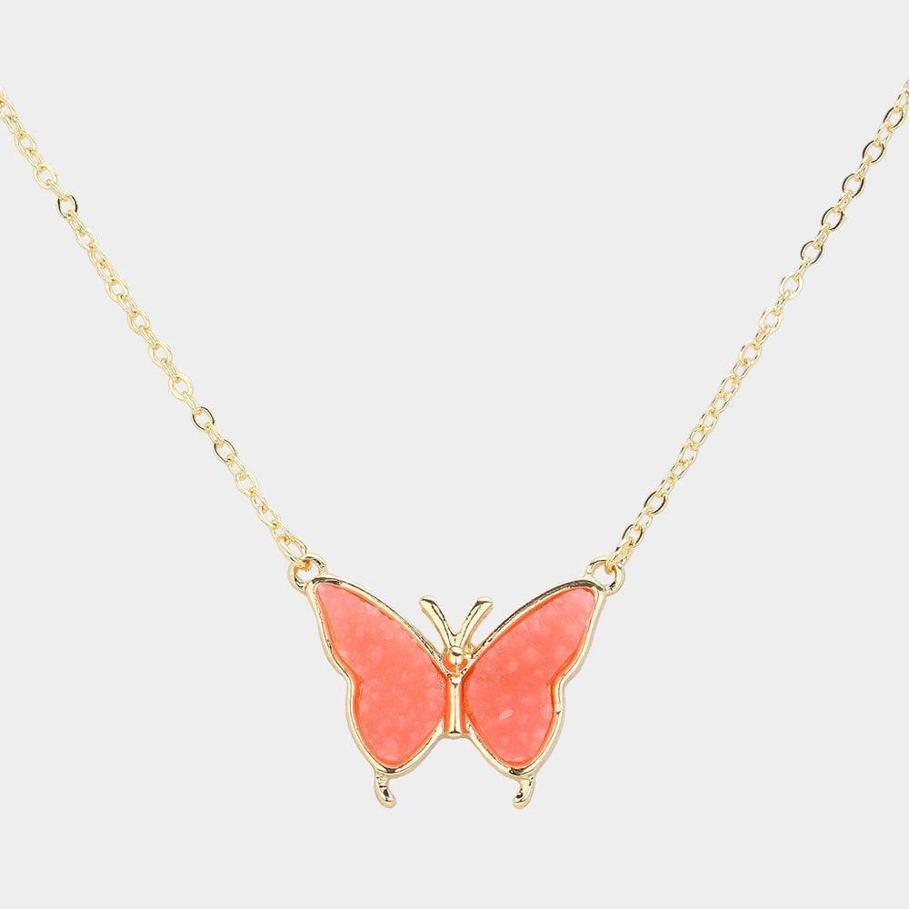Butterfly Druzy Pendant Necklace - Jewelry Store by Erik Rayo