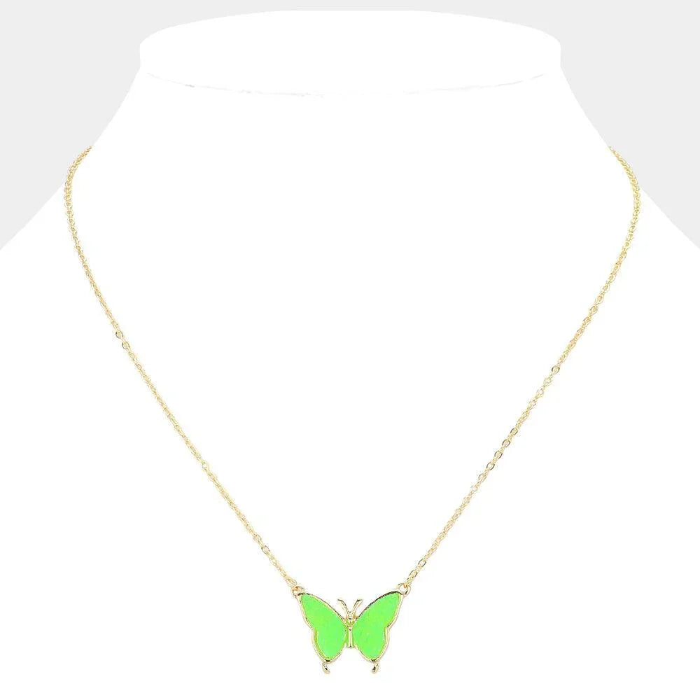 Green Butterfly Druzy Pendant Necklace - Jewelry Store by Erik Rayo