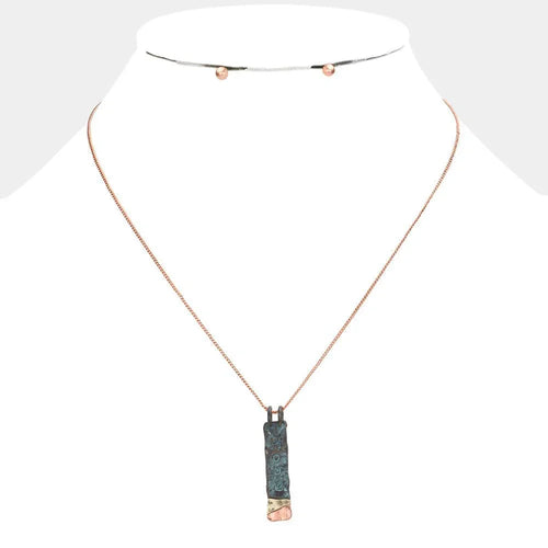 "Hope" Hammered Metal Bar Pendant Necklace - Jewelry Store by Erik Rayo