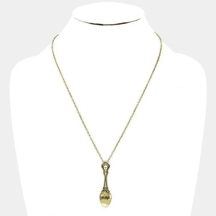 Gold BRAVE _ Classic Pattern Spoon Pendant Necklace - Jewelry Store by Erik Rayo