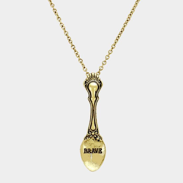 Gold BRAVE _ Classic Pattern Spoon Pendant Necklace