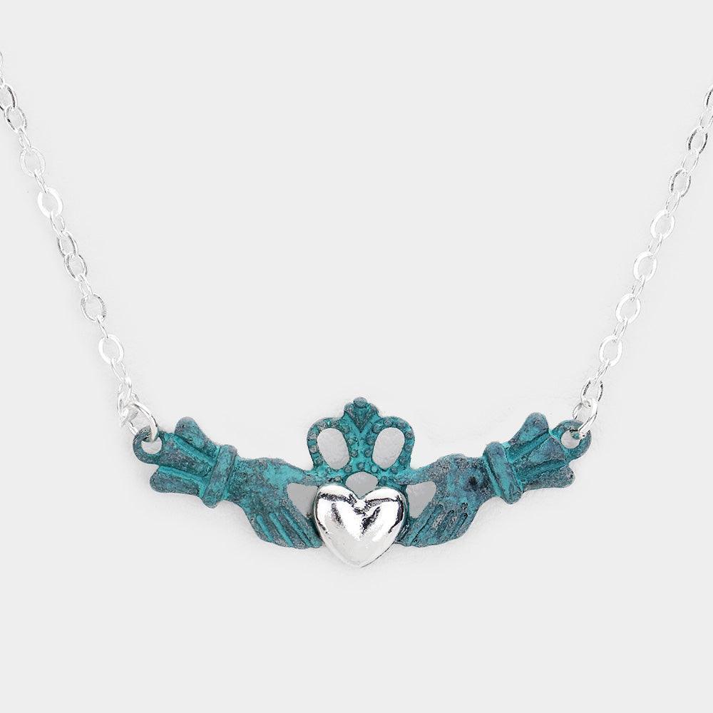 Silver Metal Claddagh Pendant Necklace - Jewelry Store by Erik Rayo
