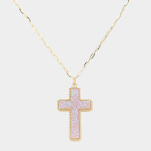 Load image into Gallery viewer, Lavender Druzy Cross Pendant Necklace
