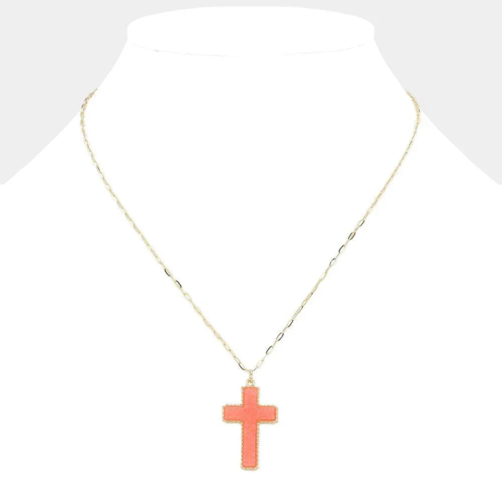 Druzy Cross Pendant Necklace - Jewelry Store by Erik Rayo