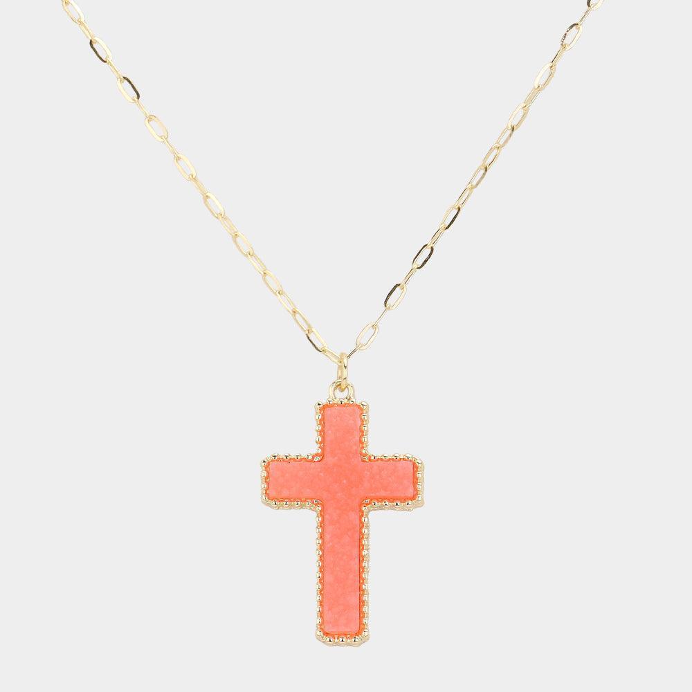 Druzy Cross Pendant Necklace - Jewelry Store by Erik Rayo