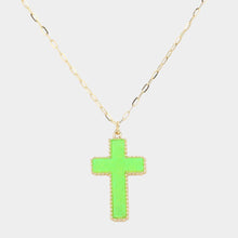 Load image into Gallery viewer, Green Druzy Cross Pendant Necklace
