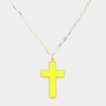 Load image into Gallery viewer, Yellow Druzy Cross Pendant Necklace
