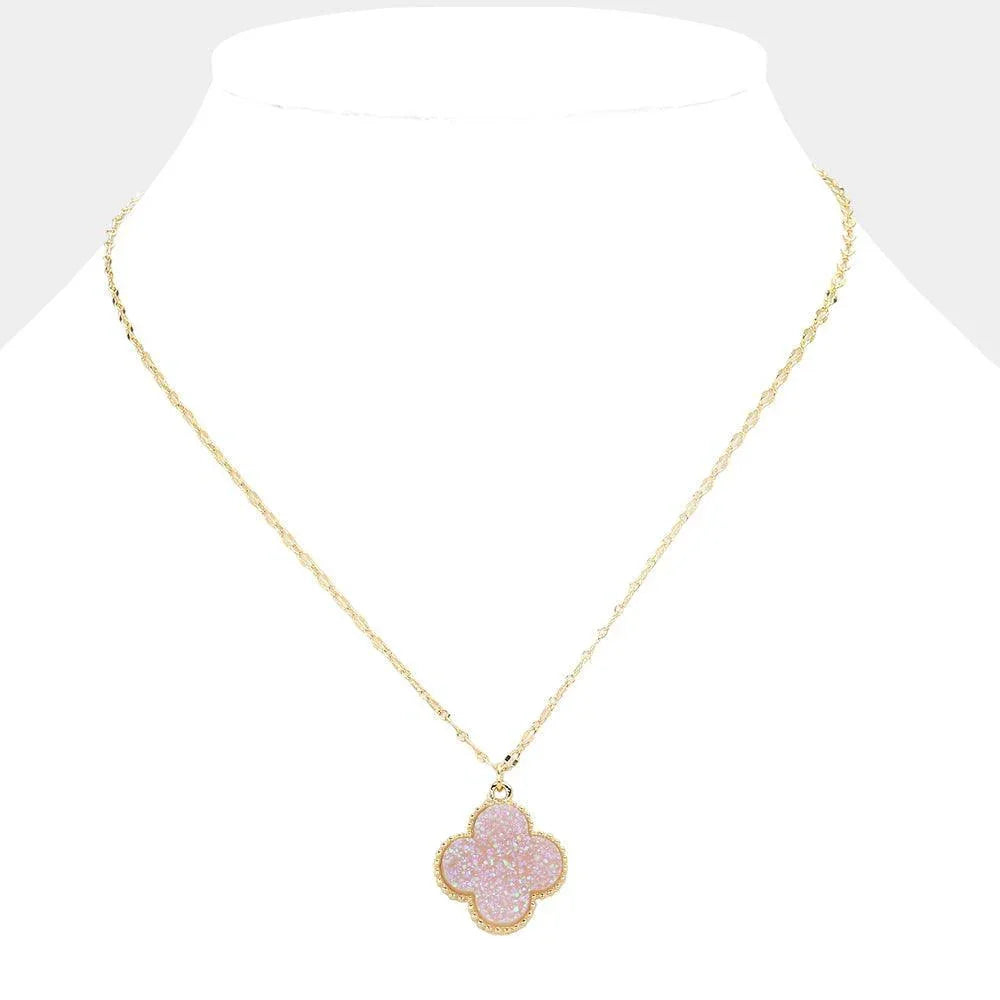 Lavender Druzy Quatrefoil Pendant Necklace - Jewelry Store by Erik Rayo