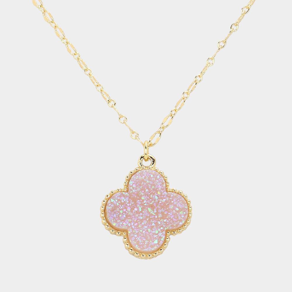 Lavender Druzy Quatrefoil Pendant Necklace - Jewelry Store by Erik Rayo