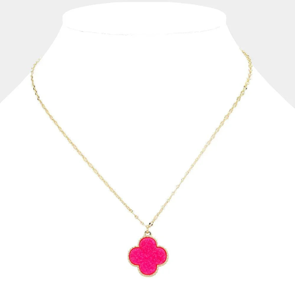 Red Druzy Quatrefoil Pendant Necklace - Jewelry Store by Erik Rayo