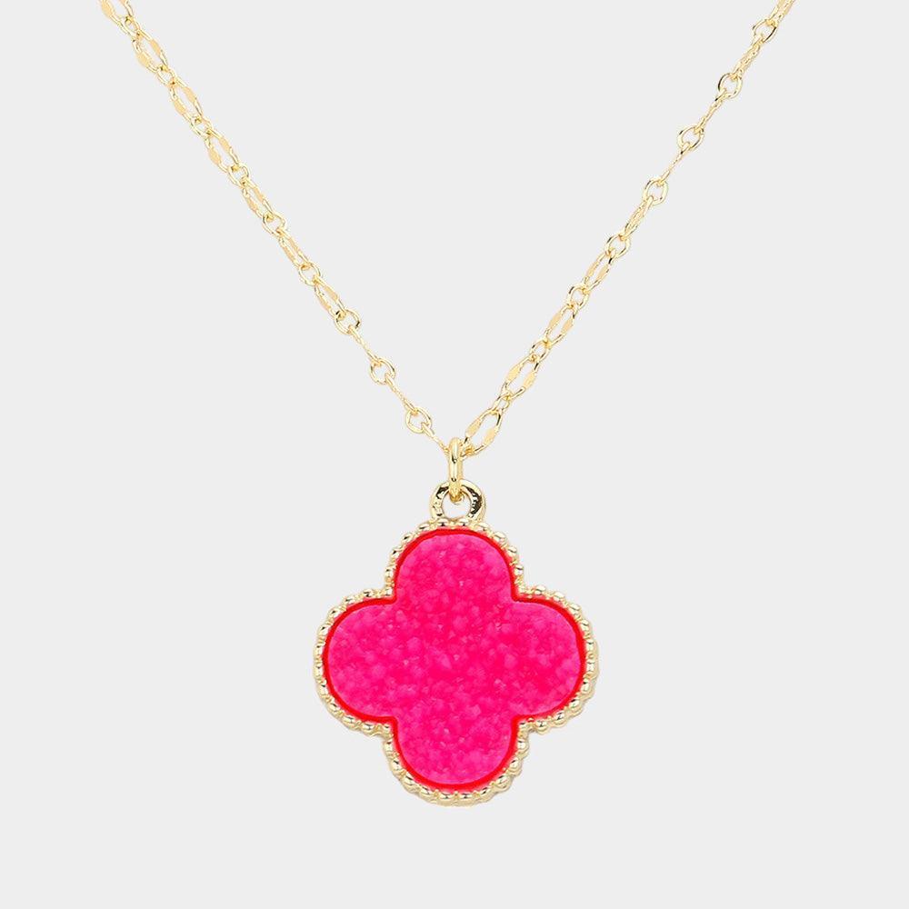 Red Druzy Quatrefoil Pendant Necklace - Jewelry Store by Erik Rayo