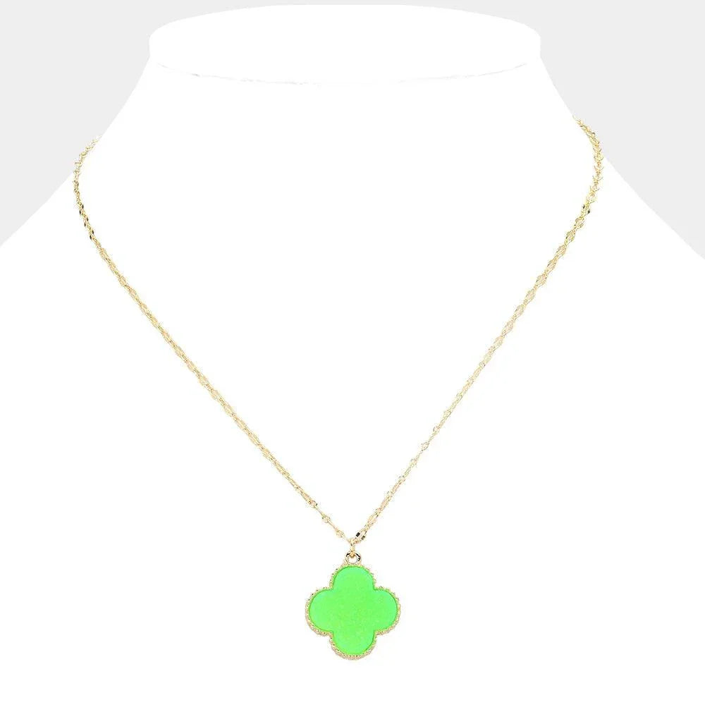 Green Druzy Quatrefoil Pendant Necklace - Jewelry Store by Erik Rayo