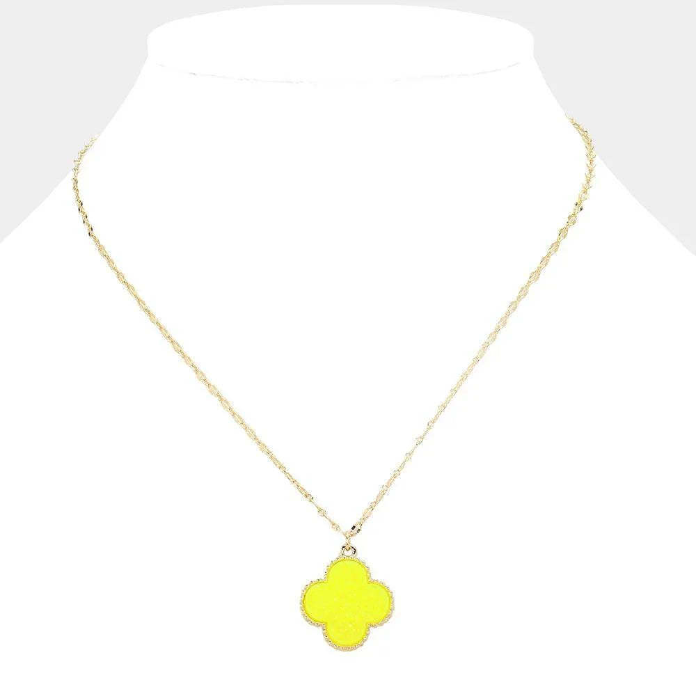 Yellow Druzy Quatrefoil Pendant Necklace - Jewelry Store by Erik Rayo