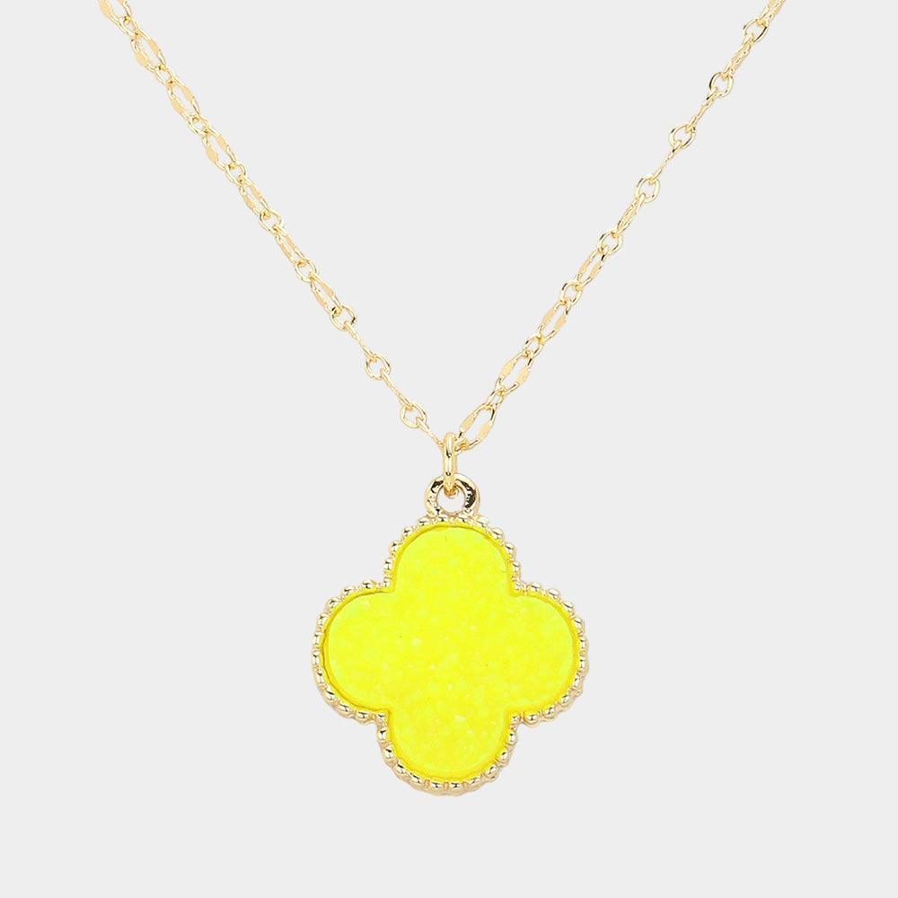 Yellow Druzy Quatrefoil Pendant Necklace - Jewelry Store by Erik Rayo