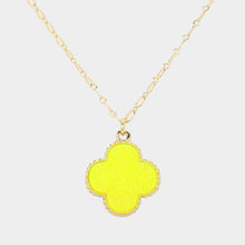 Load image into Gallery viewer, Yellow Druzy Quatrefoil Pendant Necklace
