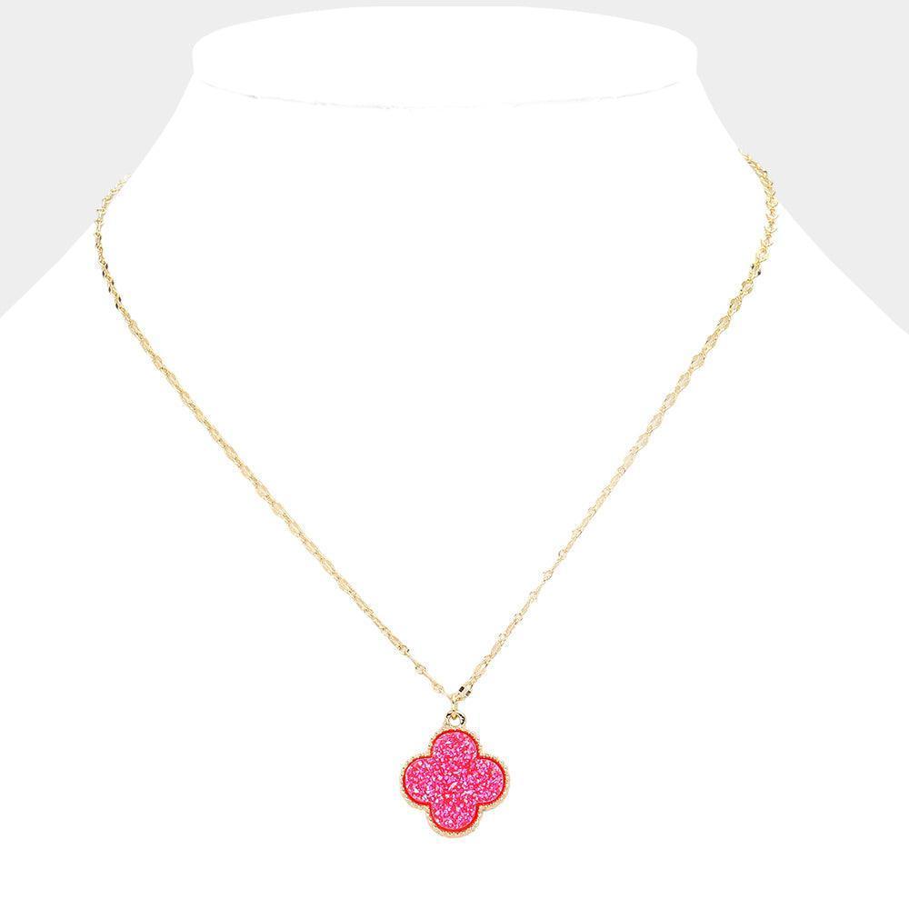 Red Druzy Quatrefoil Pendant Necklace - Jewelry Store by Erik Rayo