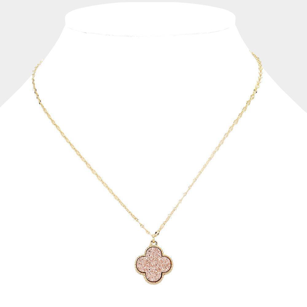Gold Druzy Quatrefoil Pendant Necklace - Jewelry Store by Erik Rayo
