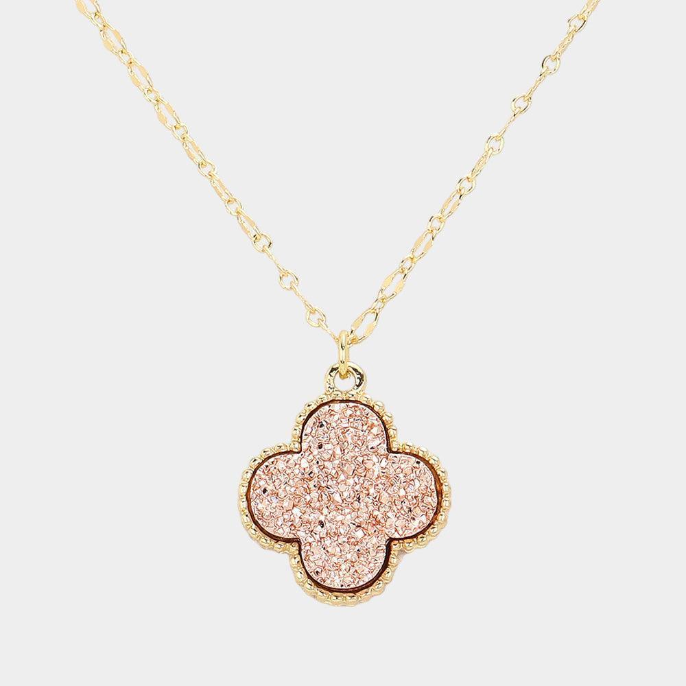 Gold Druzy Quatrefoil Pendant Necklace - Jewelry Store by Erik Rayo