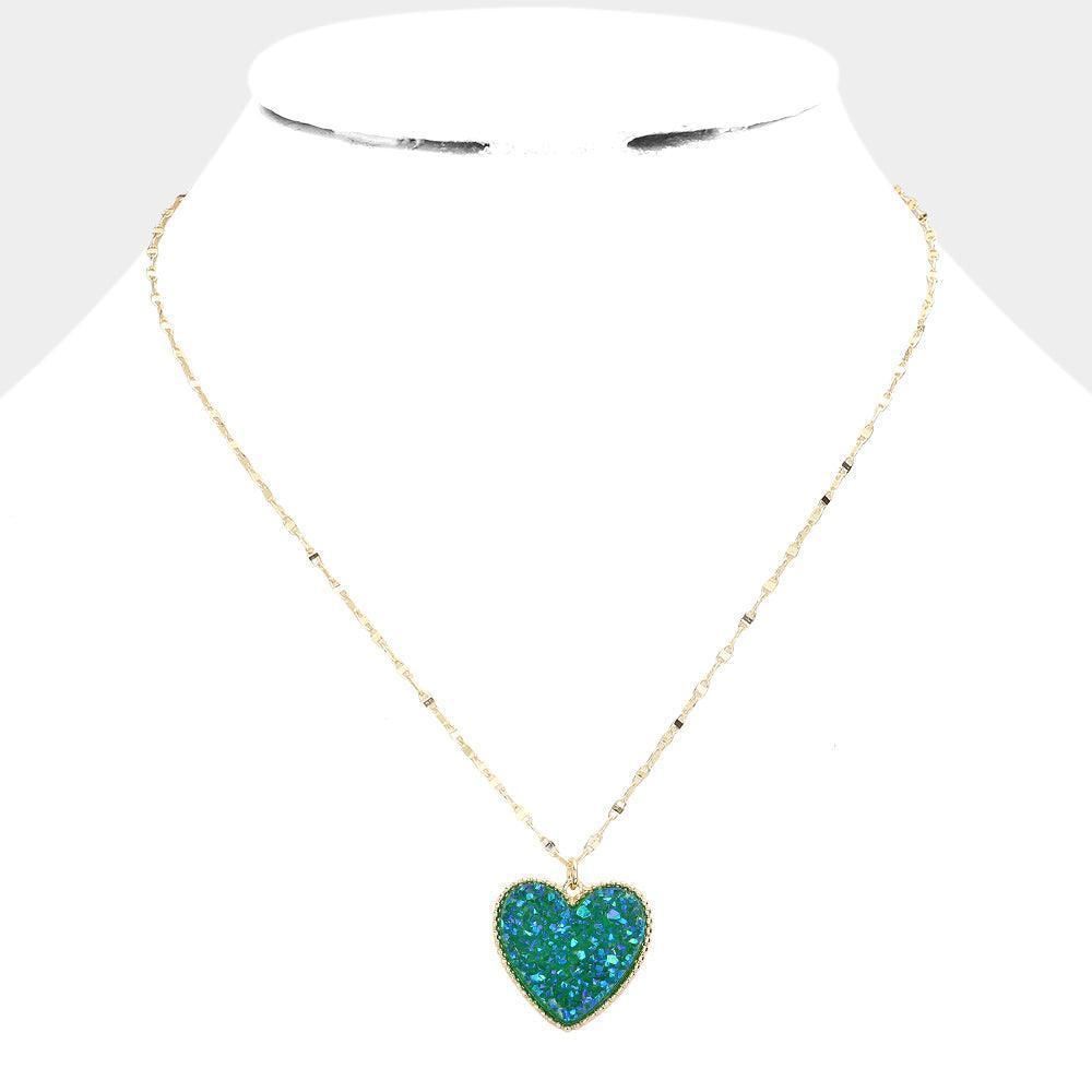 Druzy Heart Pendant Necklace - Jewelry Store by Erik Rayo