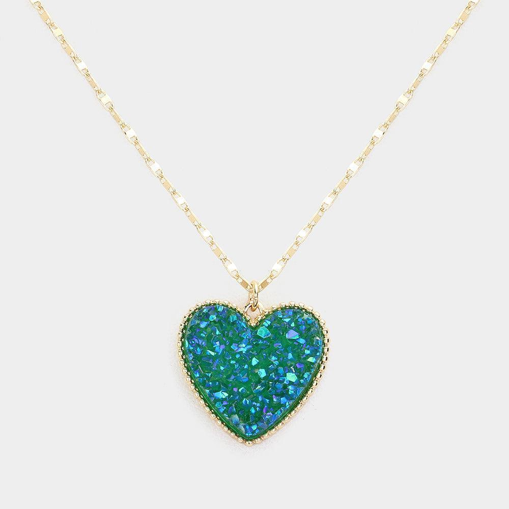 Druzy Heart Pendant Necklace - Jewelry Store by Erik Rayo