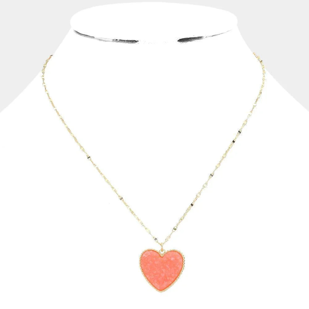 Druzy Heart Pendant Necklace - Jewelry Store by Erik Rayo