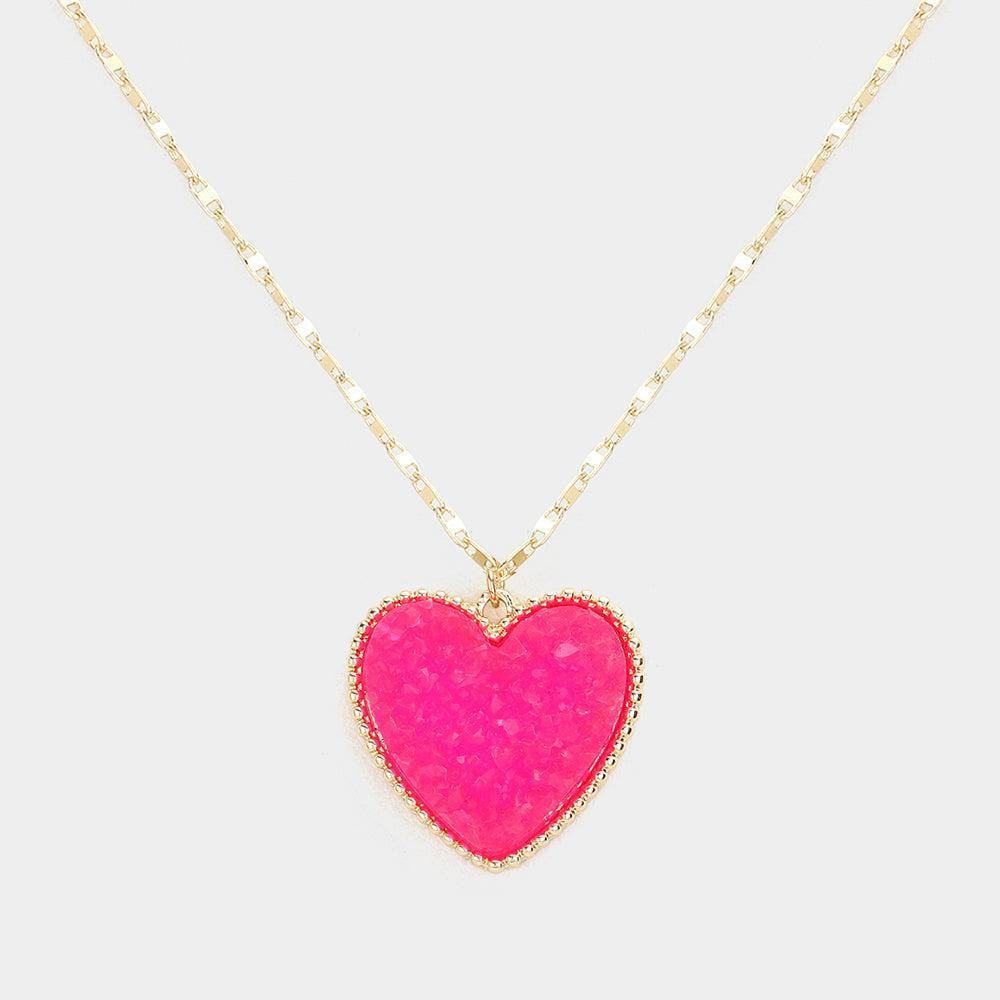 Red Druzy Heart Pendant Necklace - Jewelry Store by Erik Rayo