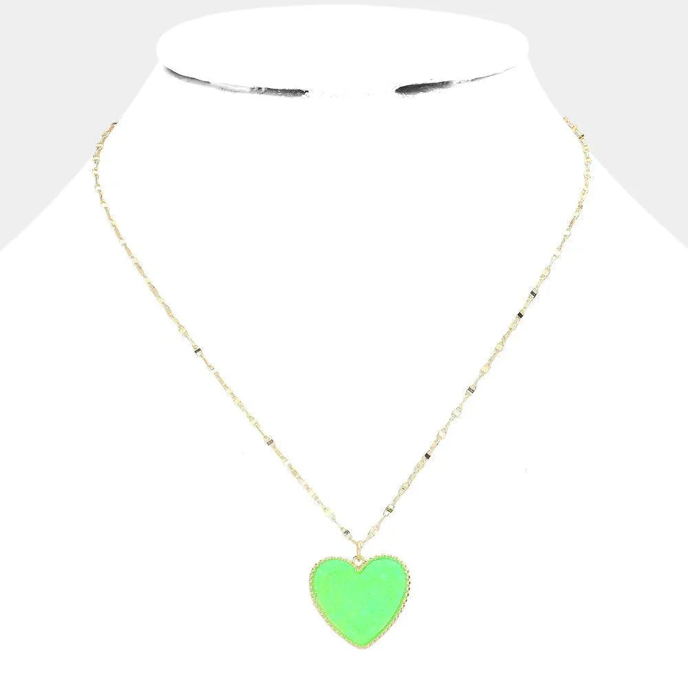 Green Druzy Heart Pendant Necklace - Jewelry Store by Erik Rayo