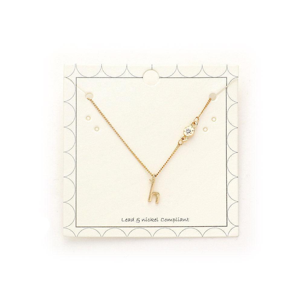 Gold 'H' small letter monogram pendant necklace with crystal - Jewelry Store by Erik Rayo