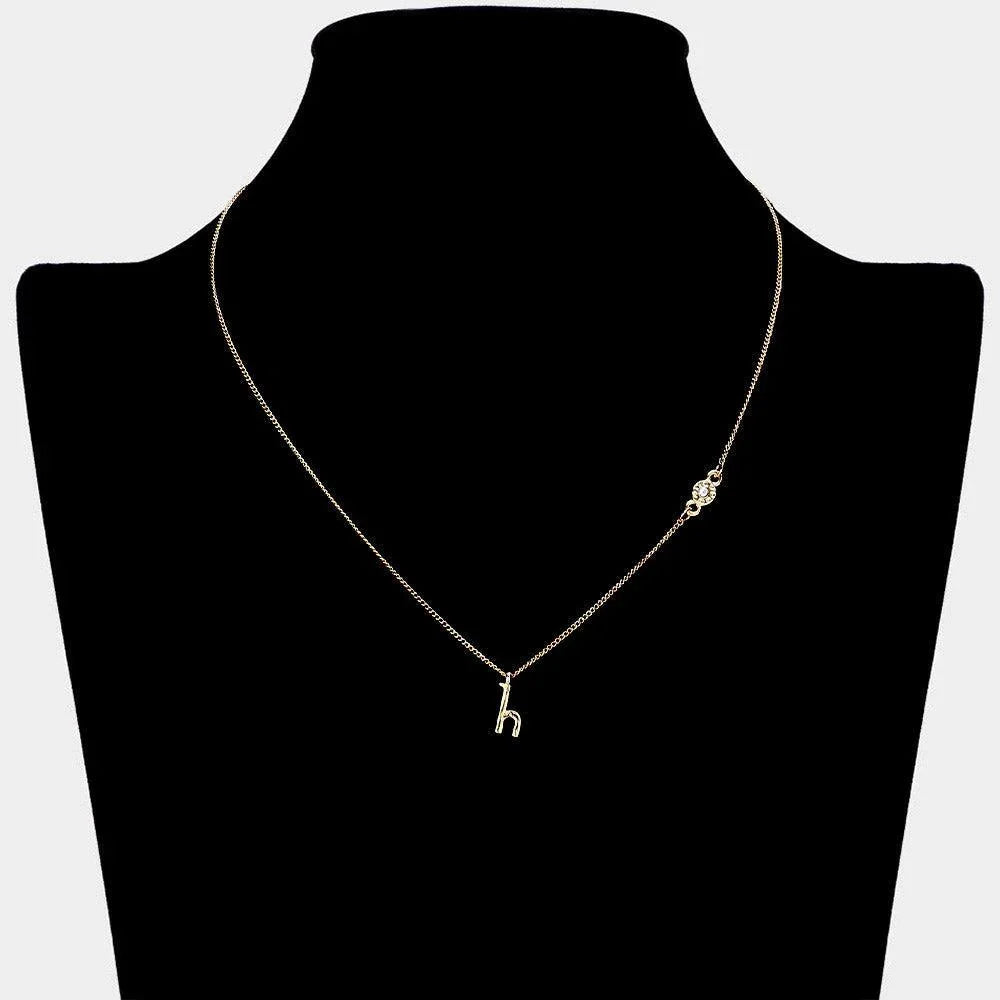 Gold 'H' small letter monogram pendant necklace with crystal - Jewelry Store by Erik Rayo