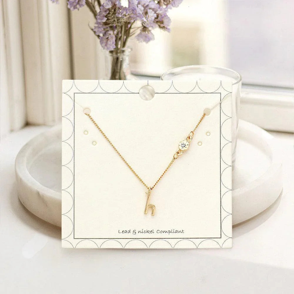 Gold 'H' small letter monogram pendant necklace with crystal - Jewelry Store by Erik Rayo