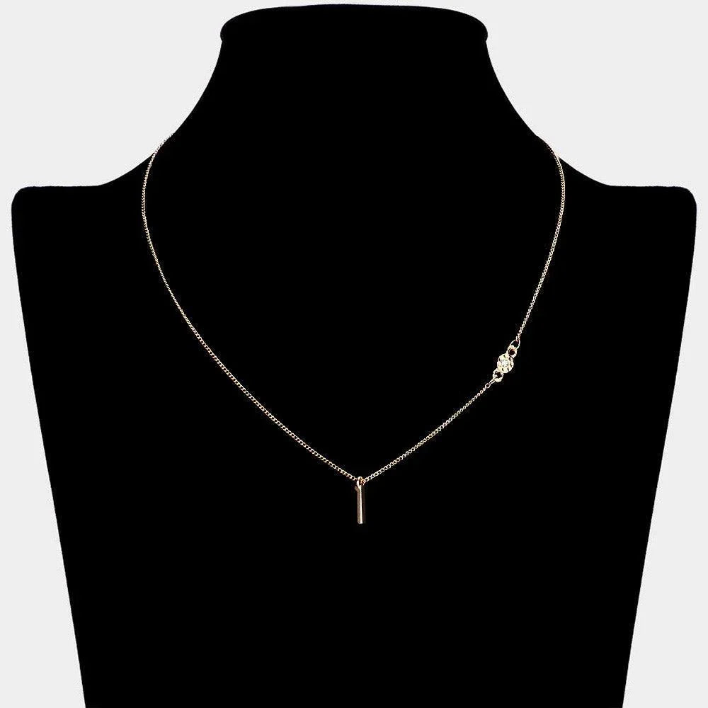 Gold 'L' small letter monogram pendant necklace with crystal - Jewelry Store by Erik Rayo